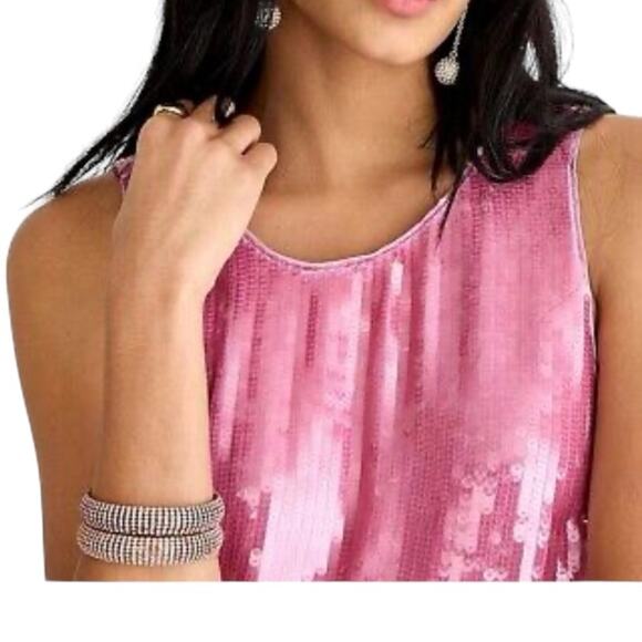 J. Crew Collection Pink Sequin Shell Blouse Lined size Large - Picture 2 of 10